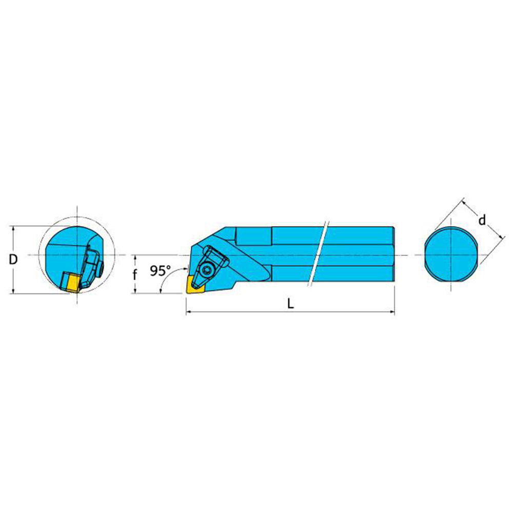 Ingersoll Cutting Tools Indexable Boring Bar: S32V-TCLNR-4-CH, 2-3/4" Min Bore, 2" Shank Dia, 95 deg Lead, Steel - 3604362