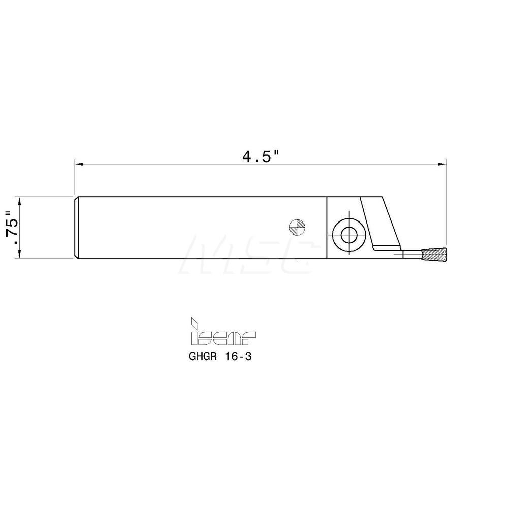 Iscar Indexable Cutoff Toolholder: 0.79" Max Depth of Cut, 1.58" Max Workpiece Dia, 0.118" Min Insert Width, Left Hand - 2800236