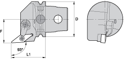 Kennametal Modular Turning & Profiling Head: Size KM63, 68 mm Head Length, External, Left Hand - 2265301