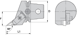 Kennametal Modular Turning & Profiling Head: Size KM63, 68 mm Head Length, External, Left Hand - 2265301