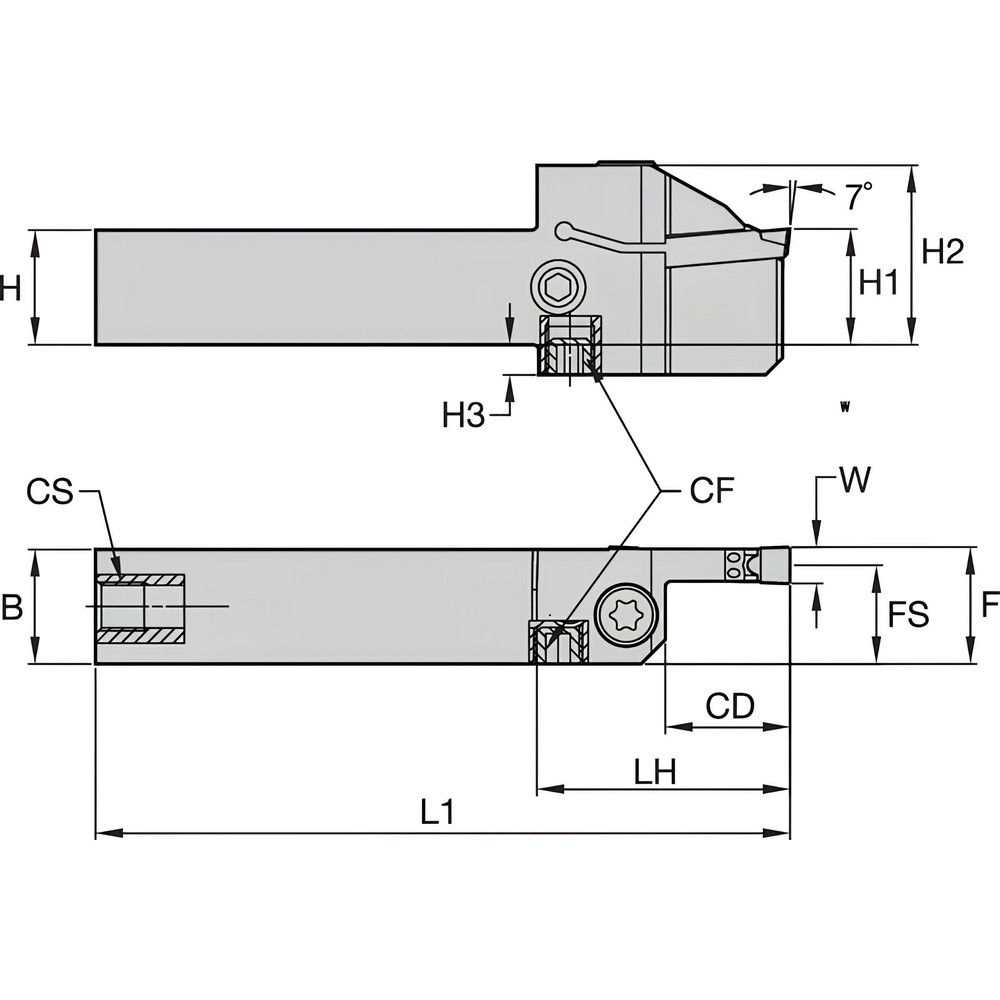 Kennametal Indexable Grooving & Cut-Off Toolholders: External, Right Hand, 17.00 - 7061026