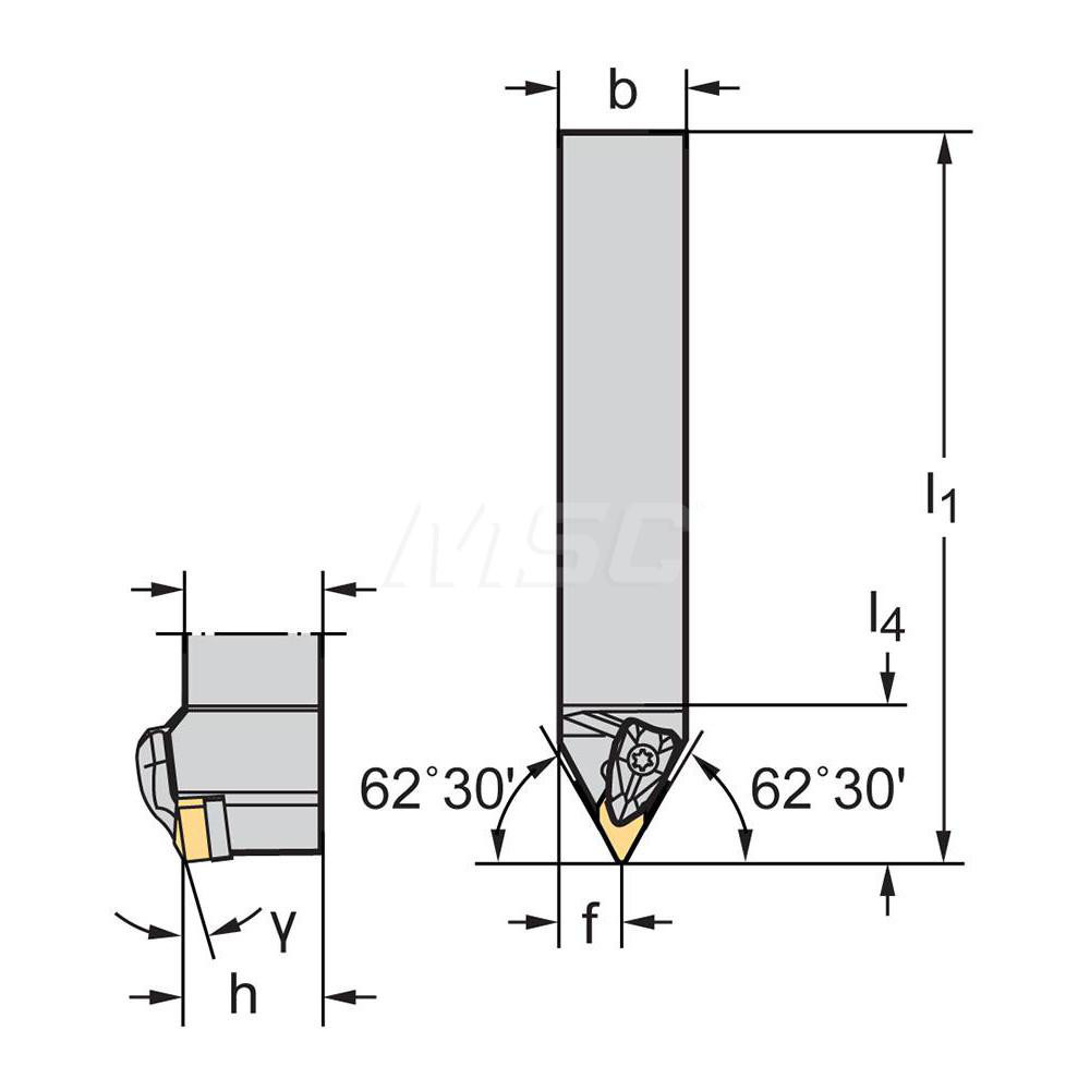 Walter Indexable Turning Toolholder: DDPNN124B, 62.5 deg Lead Angle, Clamp - 7394636