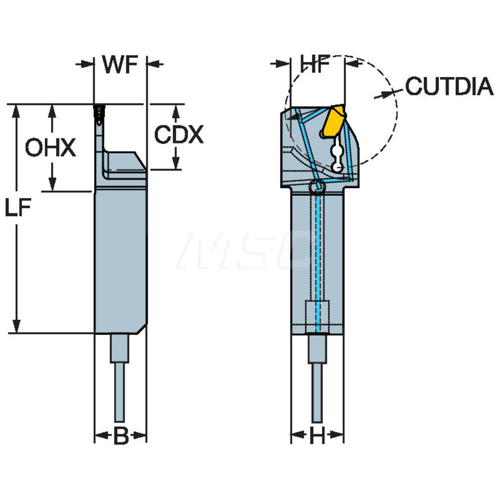 Sandvik Coromant Indexable Grooving Toolholder: QS-QD-RFE0500C08S, External, Right Hand - 6921657