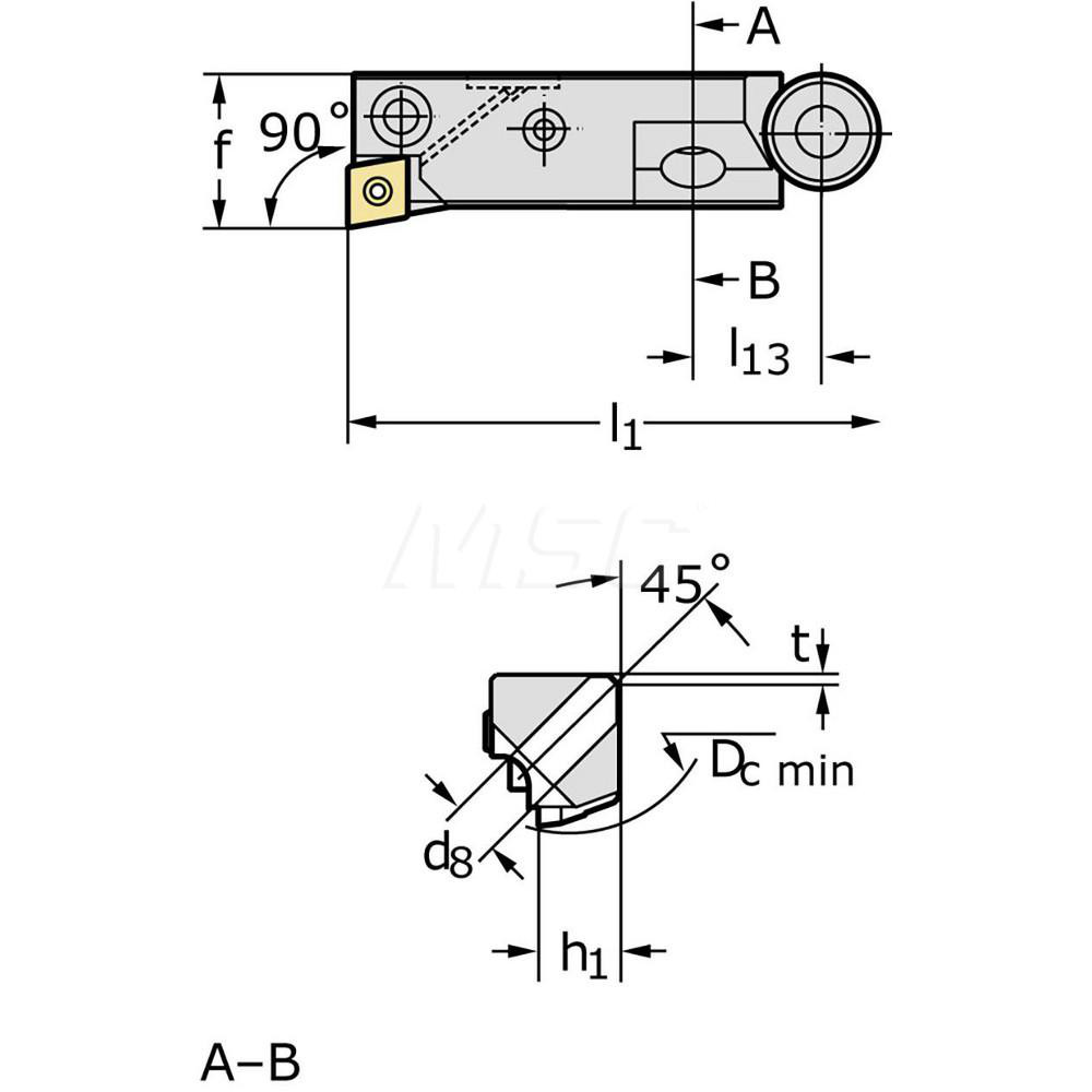 Walter 45.5mm OAL x 16mm OAW Right Hand Indexable Turning Cartridge - 5008347