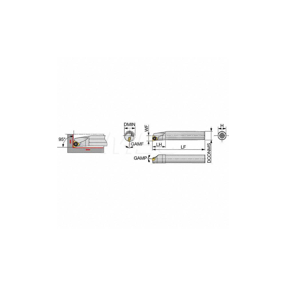 Tungaloy Indexable Boring Bar: E10-SWLXR2-D14, 0.8750" Min Bore, Right Hand, 95 deg Lead, Solid Carbide - 6990707