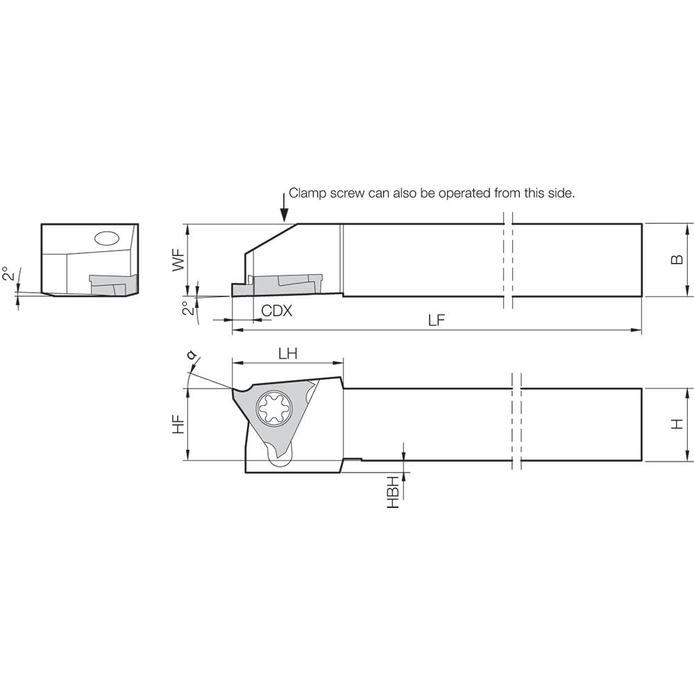 Kyocera Indexable Grooving Toolholder: KGBFR1616JX-16F, External, Right Hand - THC14597