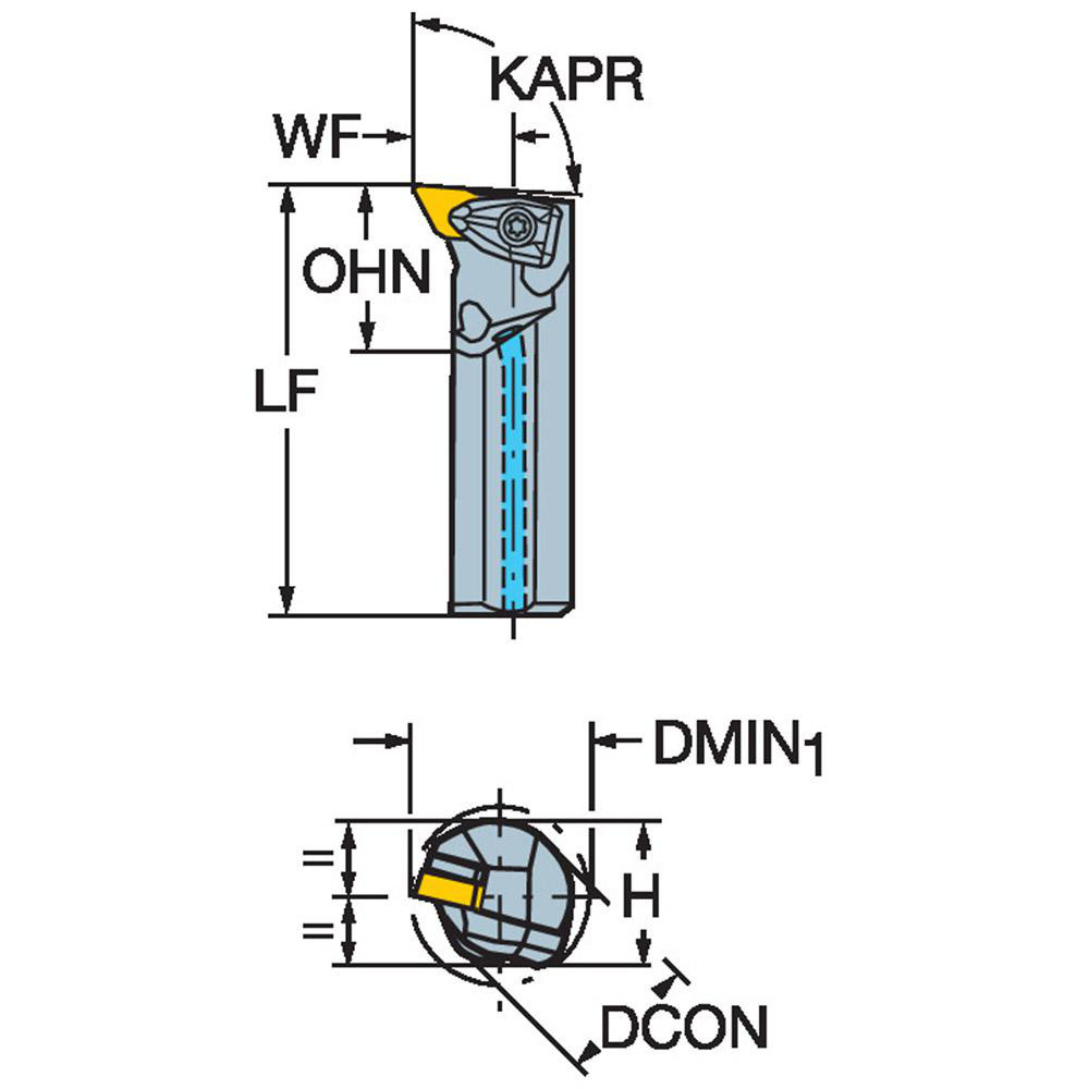Sandvik Coromant Indexable Boring Bar: A32U-DDUNL4, 2.6732" Min Bore, Left Hand, -3 deg Lead, Steel - 5722493