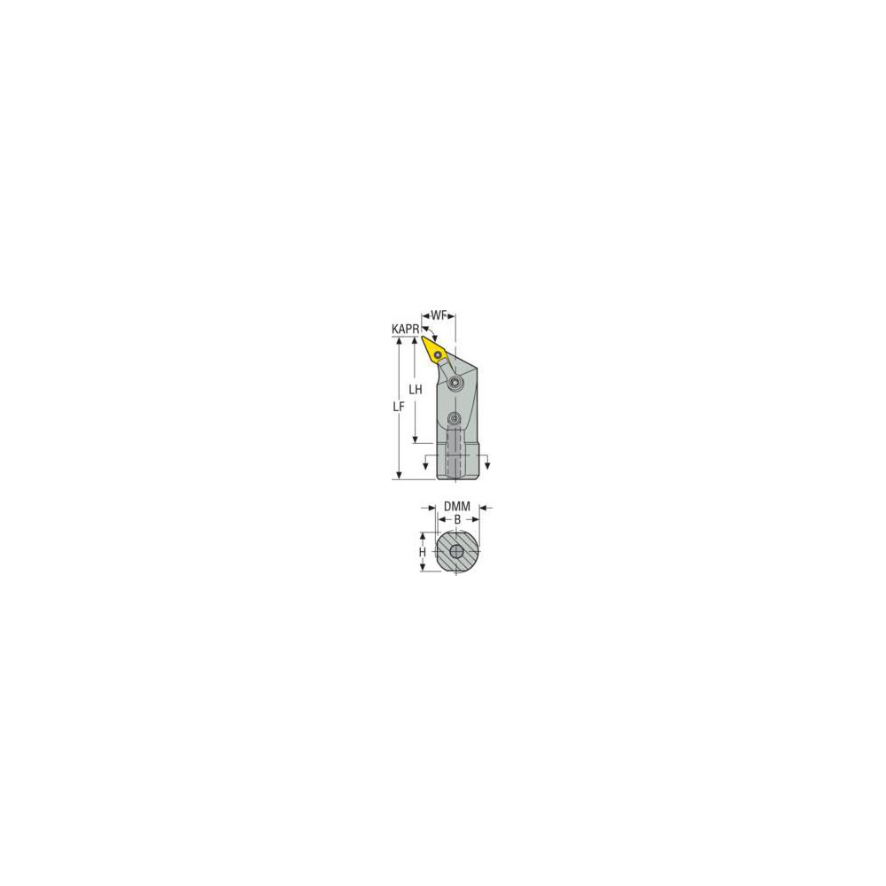 Seco Indexable Boring Bar: A20-MVPNL-3, 1.7500" Min Bore, Left Hand, 95 deg Lead, Steel - 00041127