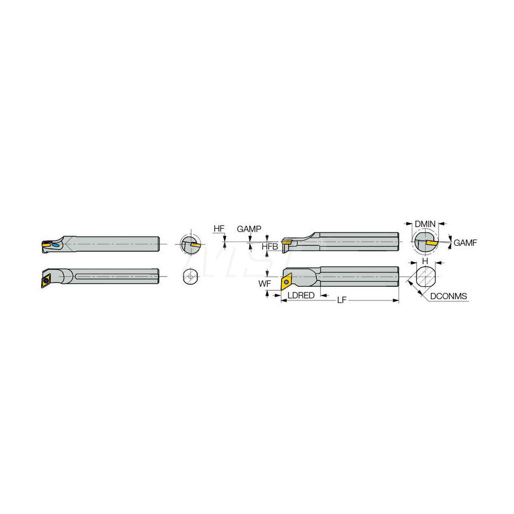 Iscar Indexable Boring Bar: S-SDUCL 16-3, 1.2200" Min Bore, Left Hand, Steel - 3600834