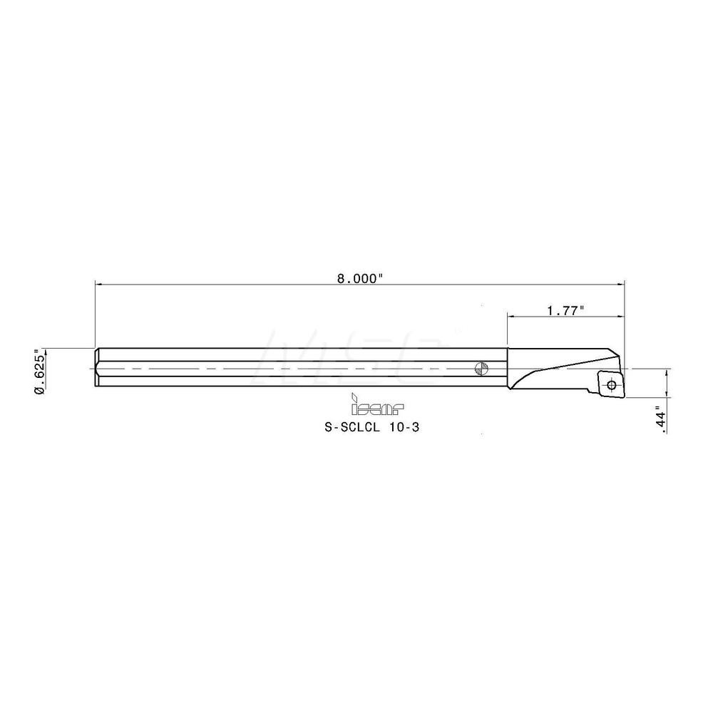 Iscar Indexable Boring Bar: S-SCLCL 10-3, 0.7800" Min Bore, Left Hand, Steel - 3600827
