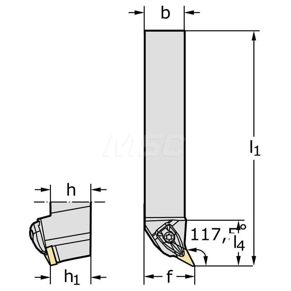 Walter Indexable Turning Toolholder: DVPNL2525M16, 117.5 deg Lead Angle, Clamp - 6344468