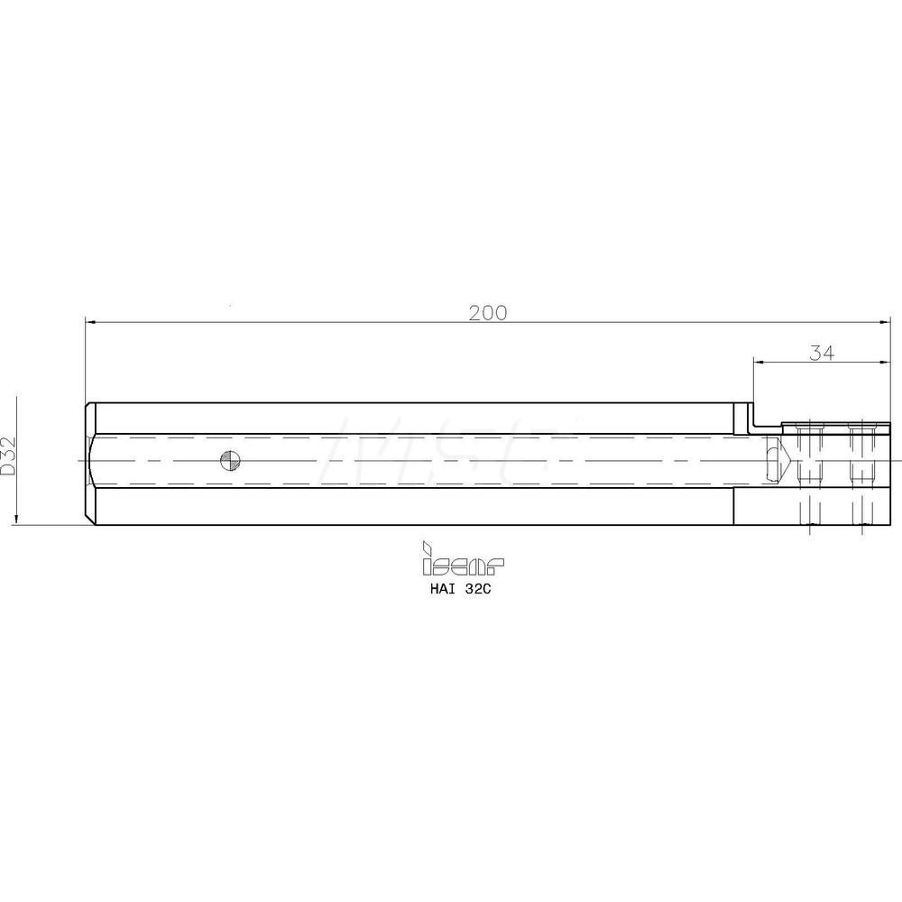 Iscar Indexable Boring Bar: HAI32C, 32 mm Min Bore Dia, Neutral Cut, 32 mm Shank Dia, Steel - 2500370