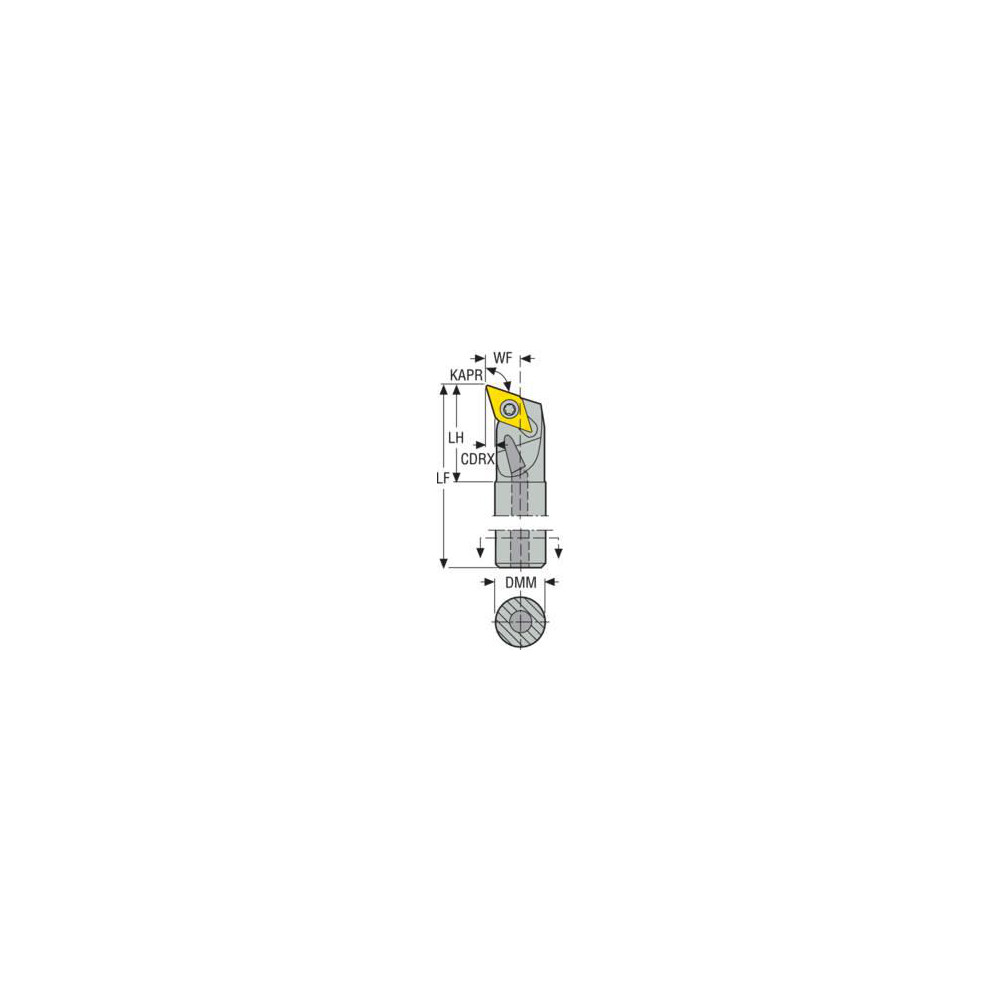 Seco Indexable Boring Bar: A20R-SDQCL11-R, 25.00 mm Min Bore, Left Hand, 20.00 mm Shank Dia, 107.5 deg Lead, Steel - 00093840