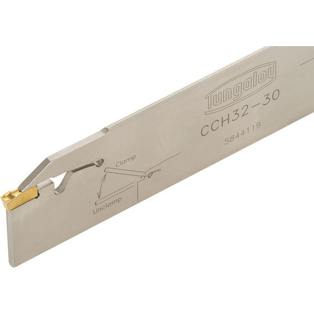 Tungaloy Indexable Cut-Off Blades; End Type: Double; Hand: Neutral; Blade Height (Decimal Inch): 1.2300; Blade Width (Decimal Inch): 0.1180; Blade Style: CCH; Compatible Insert Style: GE; Compatible Insert Size Code: 3; Tool Material: Steel; Insert Holding Method: Self Grip - 6721640