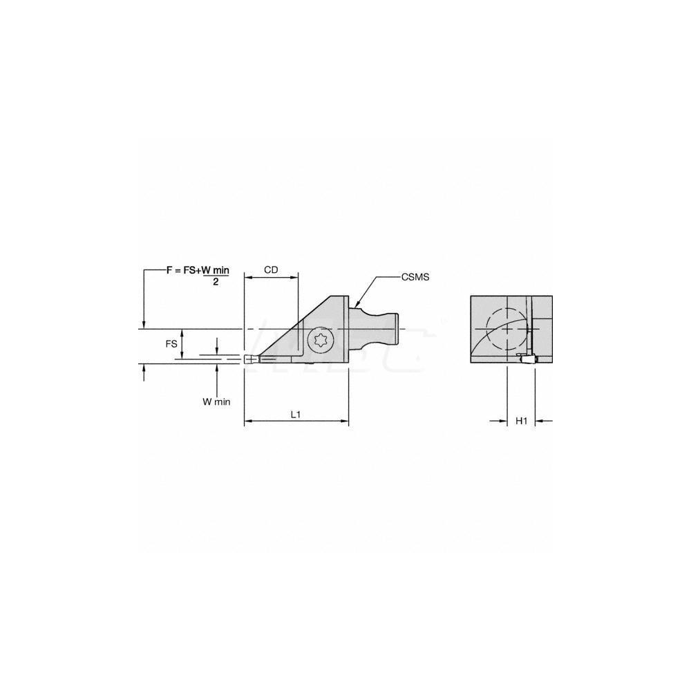 Kennametal Modular Grooving Head: Right Hand, Cutting Head, System Size KM16, Uses A4S Inserts - 3377202