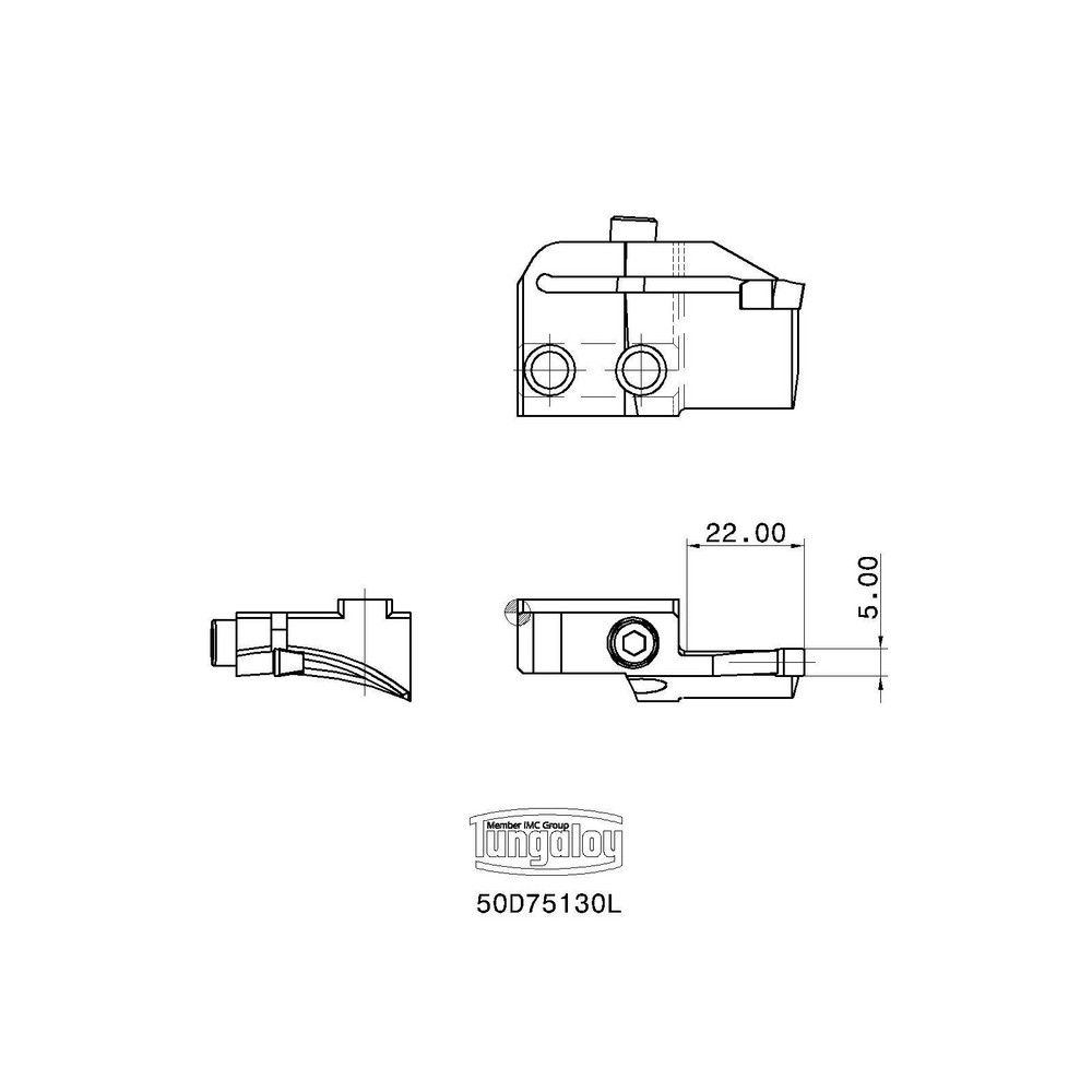 Tungaloy Indexable Boring Bar: A08-SYQBR2-D12, 0.7500" Min Bore, Right Hand, 122.5 deg Lead, Steel (Shank) - 6856598