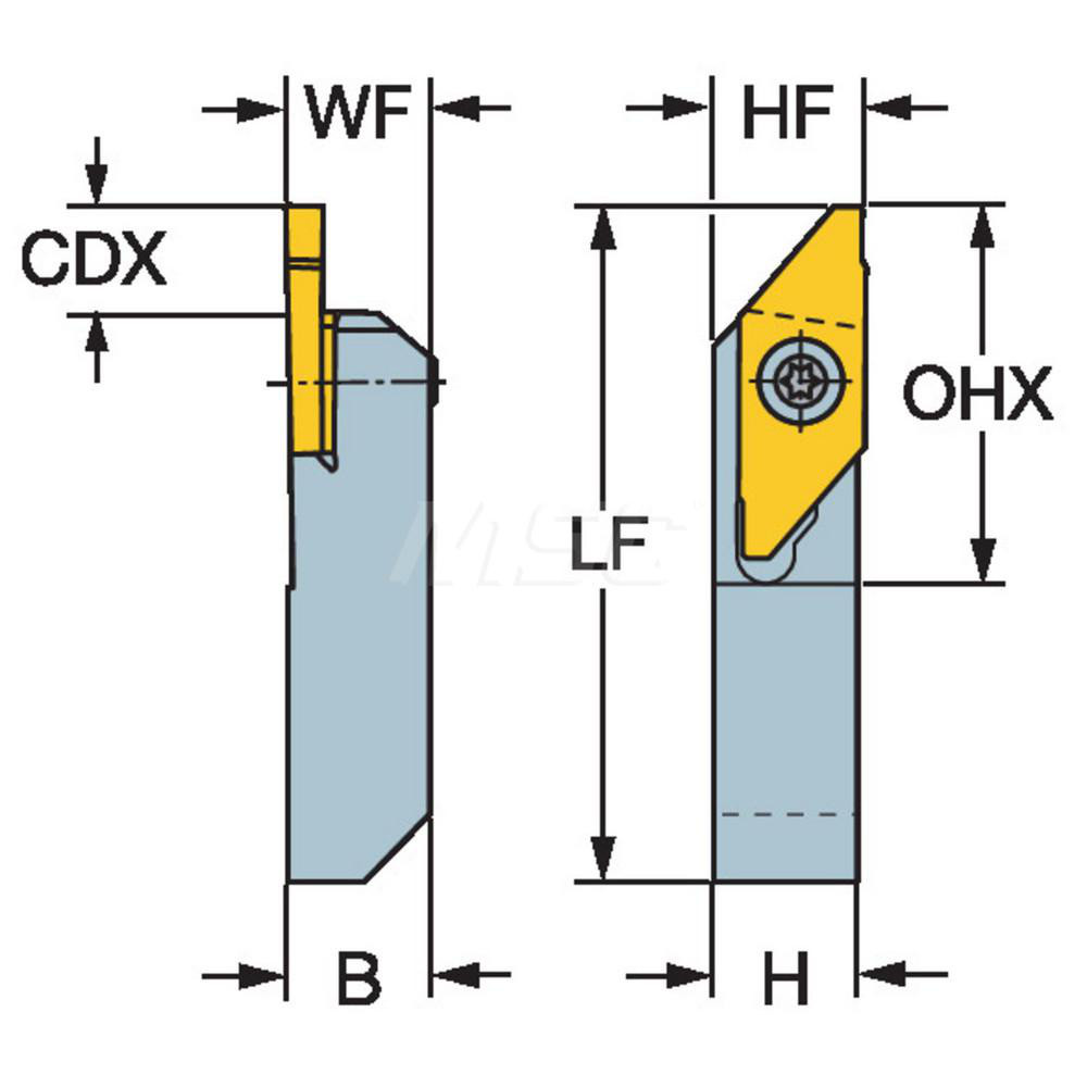 Sandvik Coromant Indexable Grooving Toolholder: QS-SMALR1616E3, External, Right Hand - 5737954
