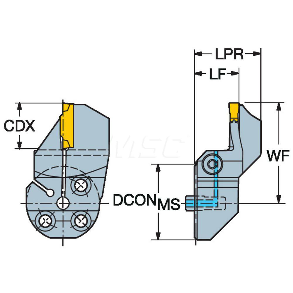 Sandvik Coromant Modular Grooving Head: Right Hand, Cutting Head, System Size 32, Uses N123 Size F Inserts - 5764931
