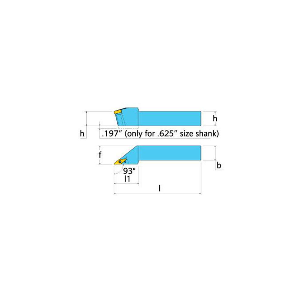 Ingersoll Cutting Tools Indexable Turning Toolholder: HVJNR16-2.53D, 93.0 deg Lead Angle, Lever - 6144975