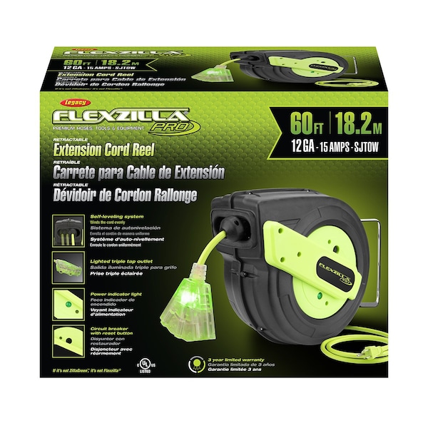 Flexzilla Pro 60 ft.12/3 AWG SJTOW15AAmps125VVoltage - FZ8120603