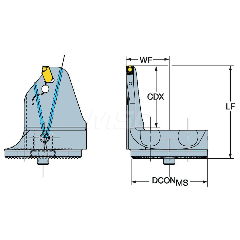 Sandvik Coromant Modular Grooving Head: Right Hand, Cutting Head, System Size 40, Uses QFU Size K Inserts - 7582659