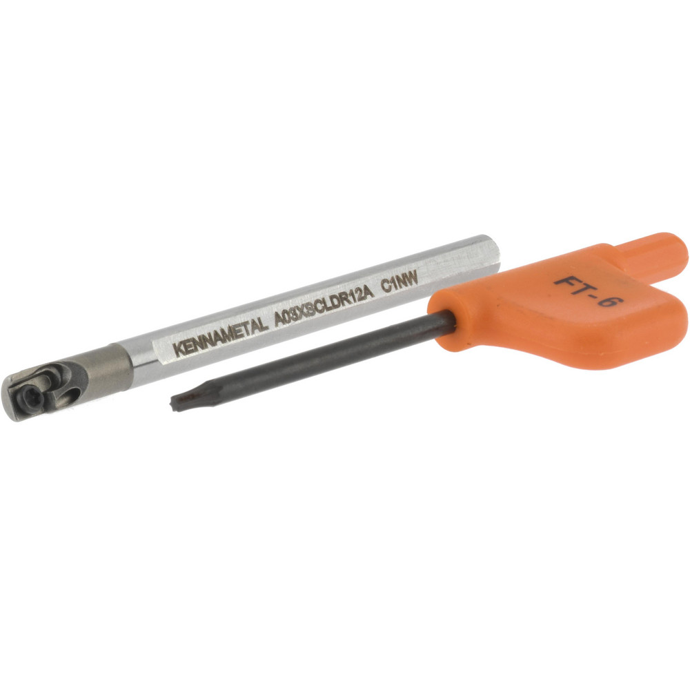 Kennametal Indexable Boring Bar: A03XSCLDR12A, 0.2080" Min Bore, Right Hand, 5 deg Lead, Steel - 1289024