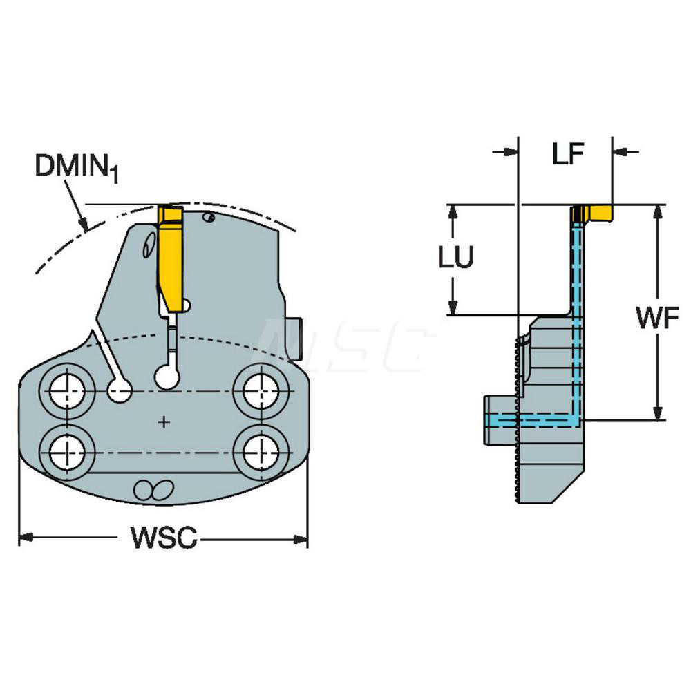 Sandvik Coromant Modular Grooving Head: Left Hand, Cutting Head, System Size 70, Uses RG123 Size LX Inserts - 6358883