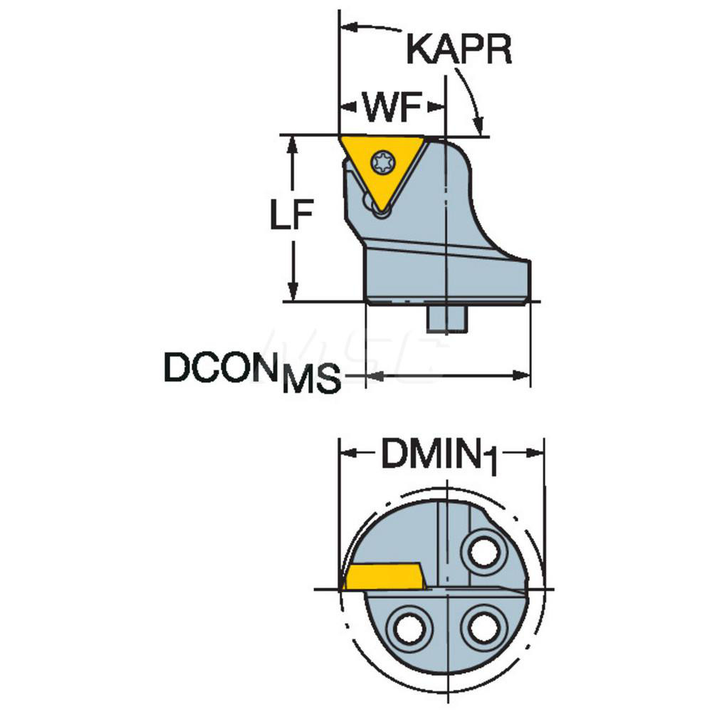 Sandvik Coromant Modular Turning & Profiling Head: Size 25, 20 mm Head Length, Internal, Right Hand - 5764424