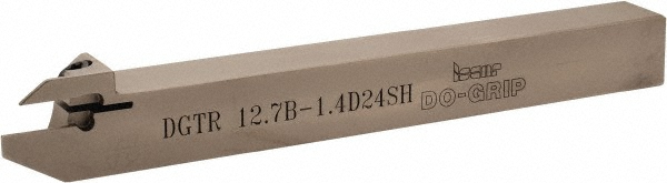 Iscar Indexable Grooving-Cutoff Toolholder: DGTL 12.7B-1.4D30, 0.055 to 0.055" Groove Width, 0.591" Max Depth of Cut, Left Hand - 2301418