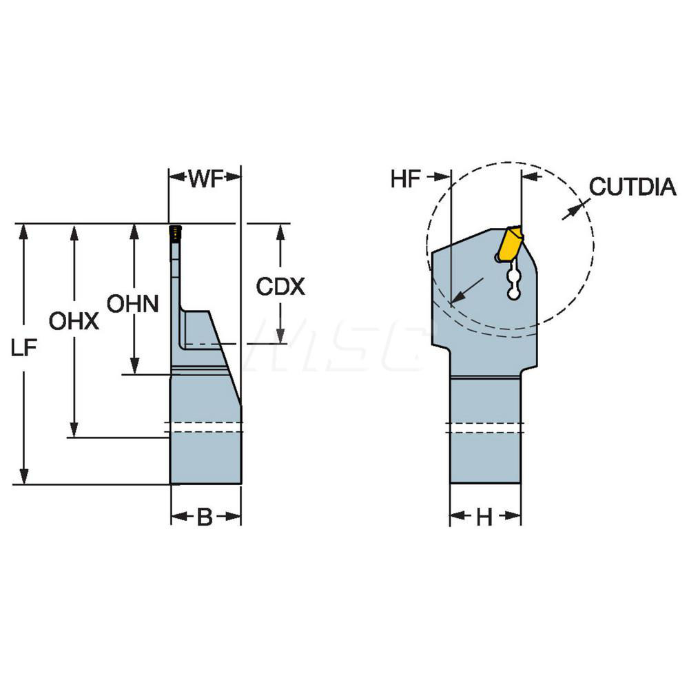 Sandvik Coromant Indexable Grooving Toolholder: QD-RFF1000-12S, External, Right Hand, 2" Max Workpiece Dia - 6427607