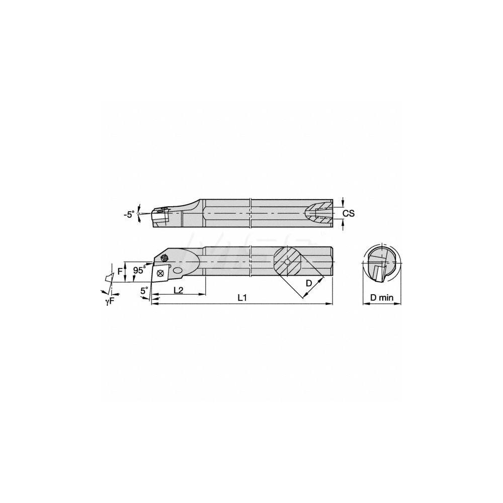 Kennametal Indexable Boring Bar: A40VPCLNR12, 50.00 mm Min Bore, Right Hand, 40.00 mm Shank Dia, 5 deg Lead, Steel - 2447533