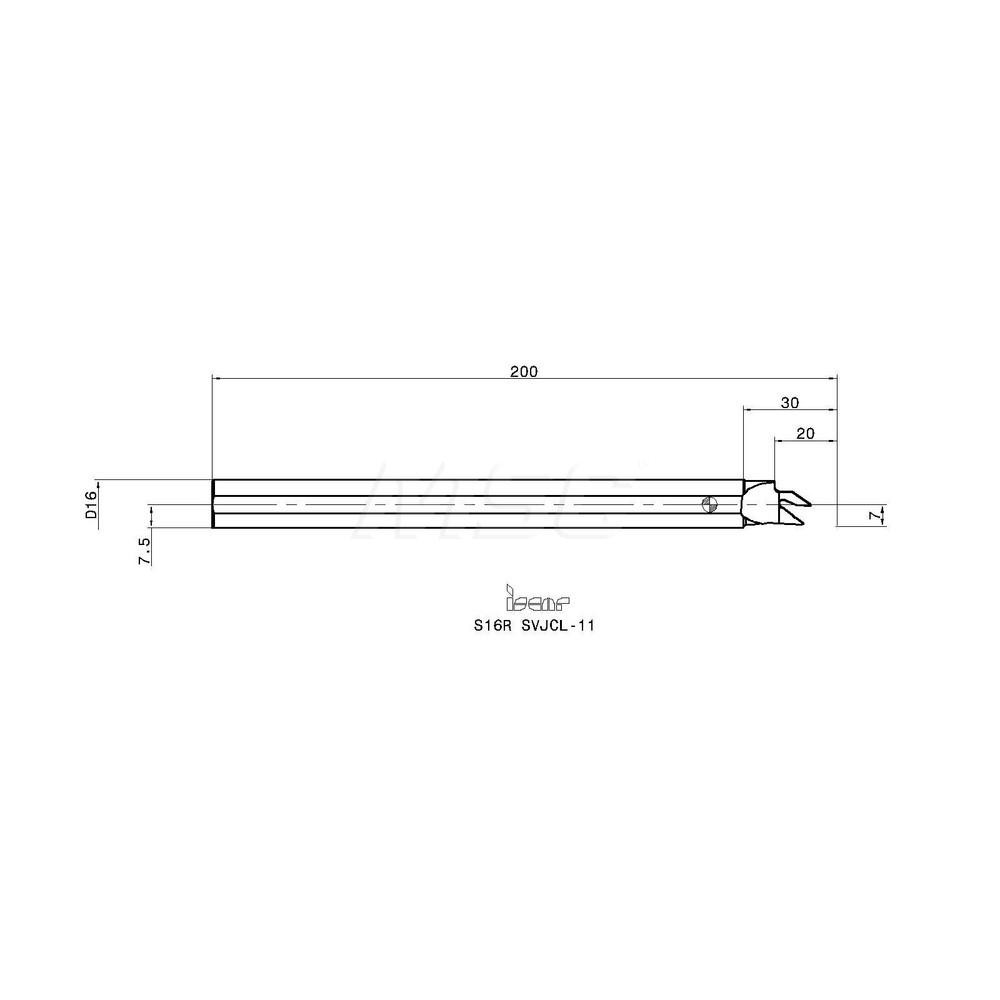 Iscar Indexable Boring Bar: S16RSVJCL11, 19.00 mm Min Bore, Left Hand, 16.00 mm Shank Dia, Steel - 3690678