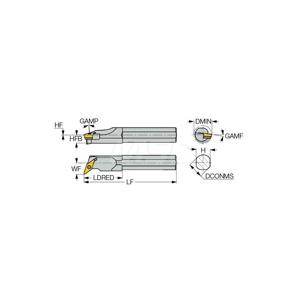 Iscar Indexable Boring Bar: S25SSVQCR16, 32.00 mm Min Bore, Right Hand, 25.00 mm Shank Dia, Steel - 3601090