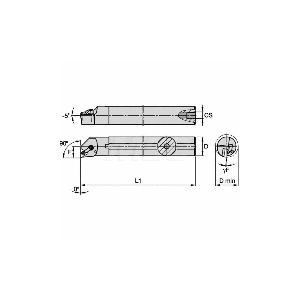 Kennametal Indexable Boring Bar: A16MTFNL3, 30.99 mm Min Bore, Left Hand, 25.40 mm Shank Dia, Steel - 1096394