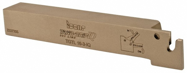 Iscar Indexable Grooving-Cutoff Toolholder: TGTR1616-3JHP, 2.8 to 3.5 mm Groove Width, 17.5 mm Max Depth of Cut, Right Hand - 2302402