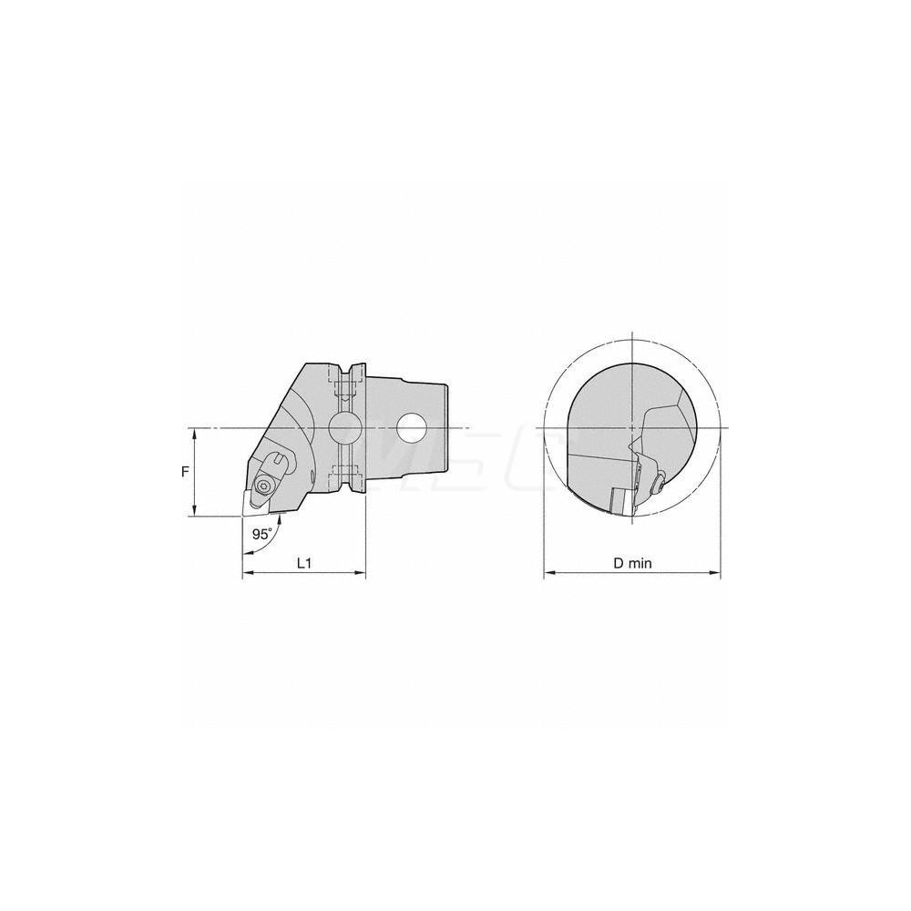 Kennametal Modular Turning & Profiling Head: Size KM50, 50 mm Head Length, Internal or External, Right Hand - 3738457