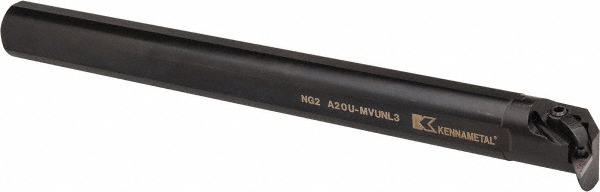 Hertel Indexable Boring Bar: A20MVUNL3 1-1/4", 1.7050" Min Bore, Left Hand, -3 deg Lead, Steel - 7000036