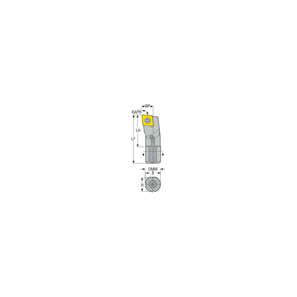 Seco Indexable Boring Bar: E08-SCLCR-2, 0.6250" Min Bore, Right Hand, -5 deg Lead, Solid Carbide - 00093167