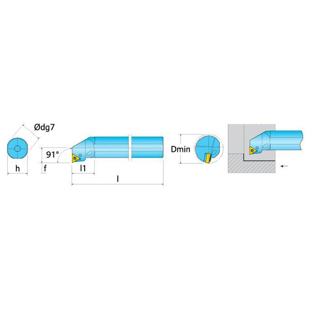 Ingersoll Cutting Tools Indexable Boring Bar: A10R-HTFNR-2.53, 3/4" Min Bore, 5/8" Shank Dia, 91 deg Lead, Steel - 6116533