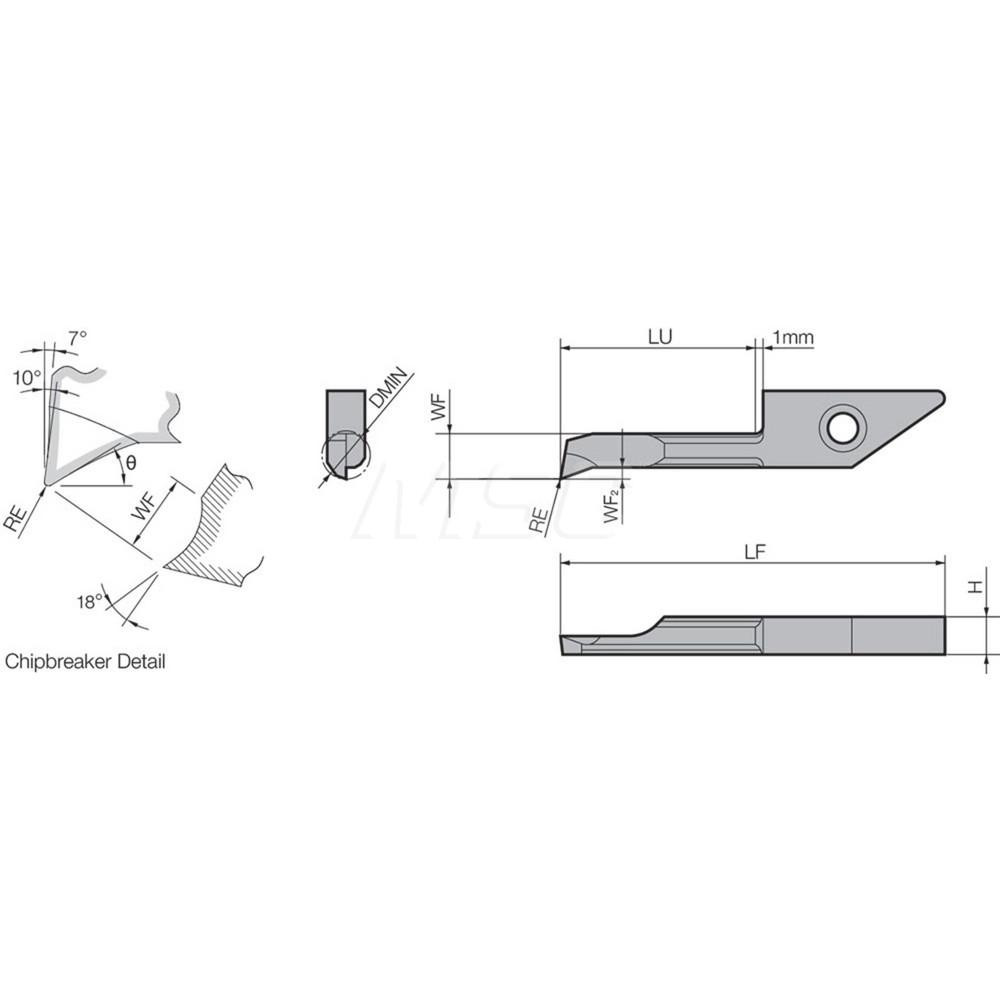 Kyocera Indexable Boring Bar: VNBR0311-003 KW10, 3.00 mm Min Bore, Right Hand, 0.40 mm Shank Dia, 10 deg Lead, Solid Carbide - TWE07000