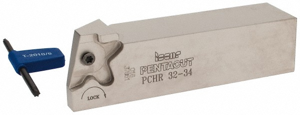 Iscar Indexable Grooving-Cutoff Toolholder: PCHR32-34, 1.5 to 4 mm Groove Width, 10 mm Max Depth of Cut, Right Hand - 2302214