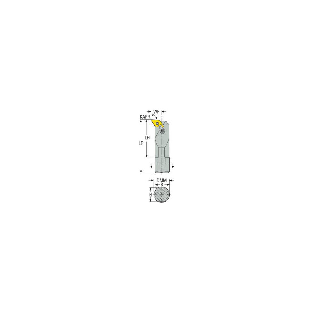 Seco Indexable Boring Bar: S16-MDUNR-3, 1.3000" Min Bore, Left Hand, 93 deg Lead, Steel - 75056416