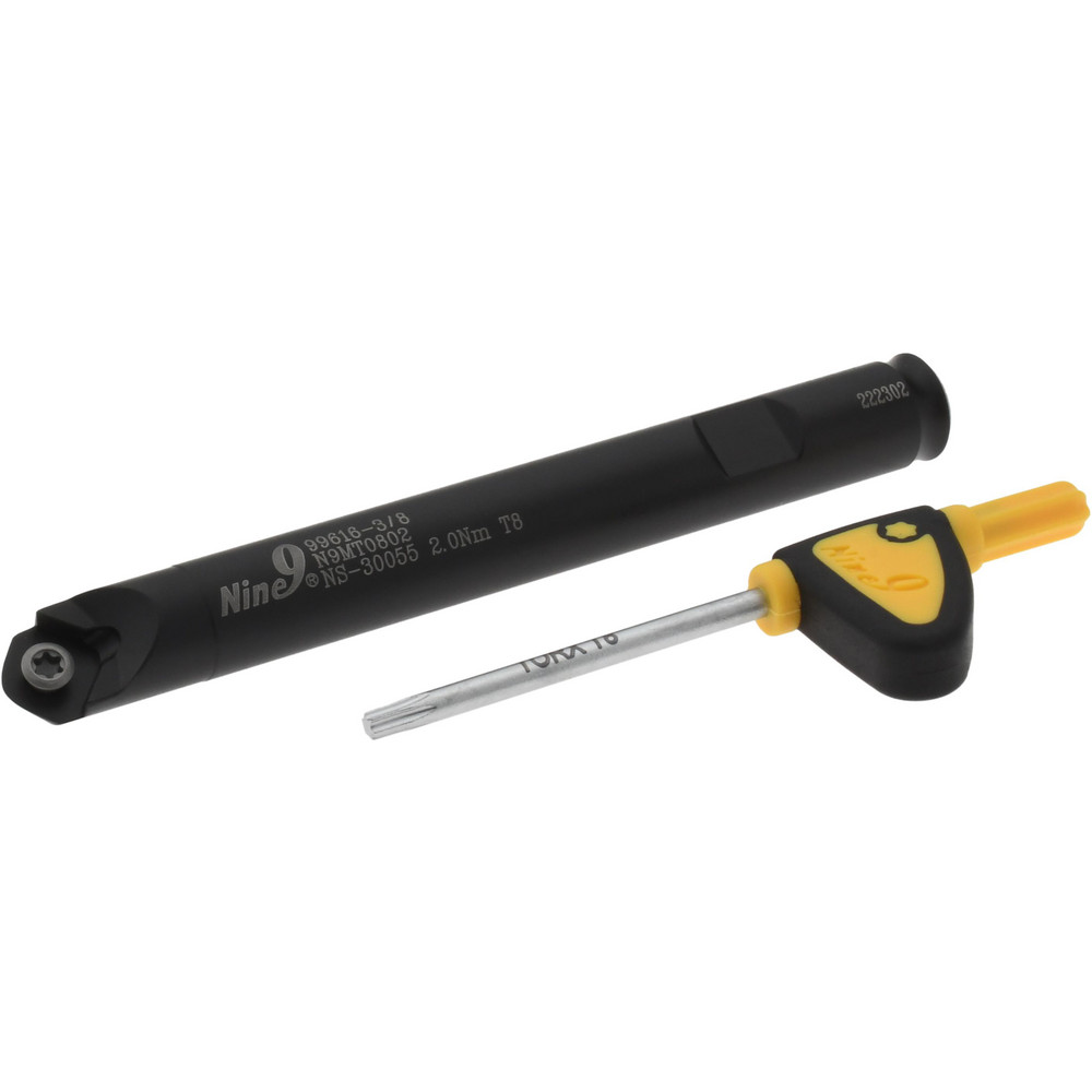 Everede Tool Indexable Boring Bar: 1/2 DIA X 6.0 5 DEG, 0.5630" Min Bore, 5 deg Lead, Solid Carbide (Shank) & Steel (Head) - 00726