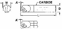 Everede Tool Indexable Boring Bar: 1/2 DIA X 6.0 5 DEG, 0.5630" Min Bore, 5 deg Lead, Solid Carbide (Shank) & Steel (Head) - 00726