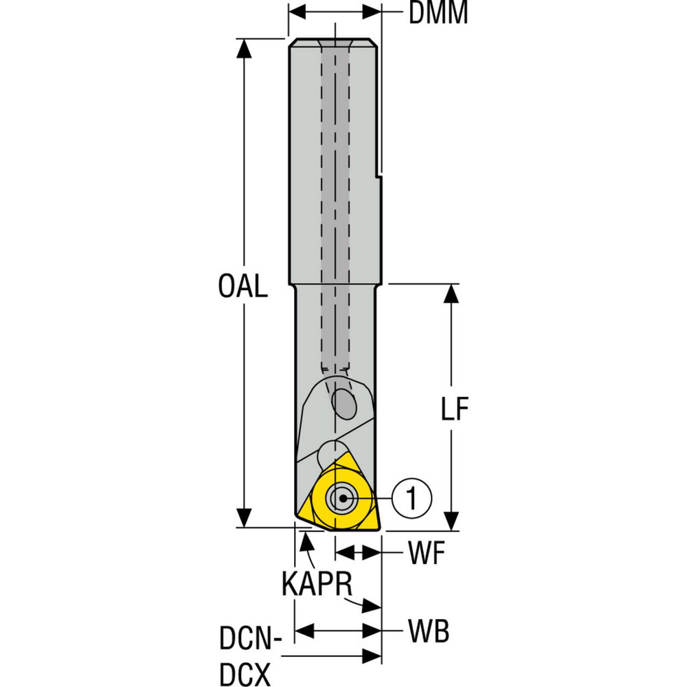 Seco Indexable Boring Bar: A762 201 CARBIDE, 5.99 mm Min Bore, 5.99 mm Shank Dia, 90 deg Lead, Solid Carbide - 02462591