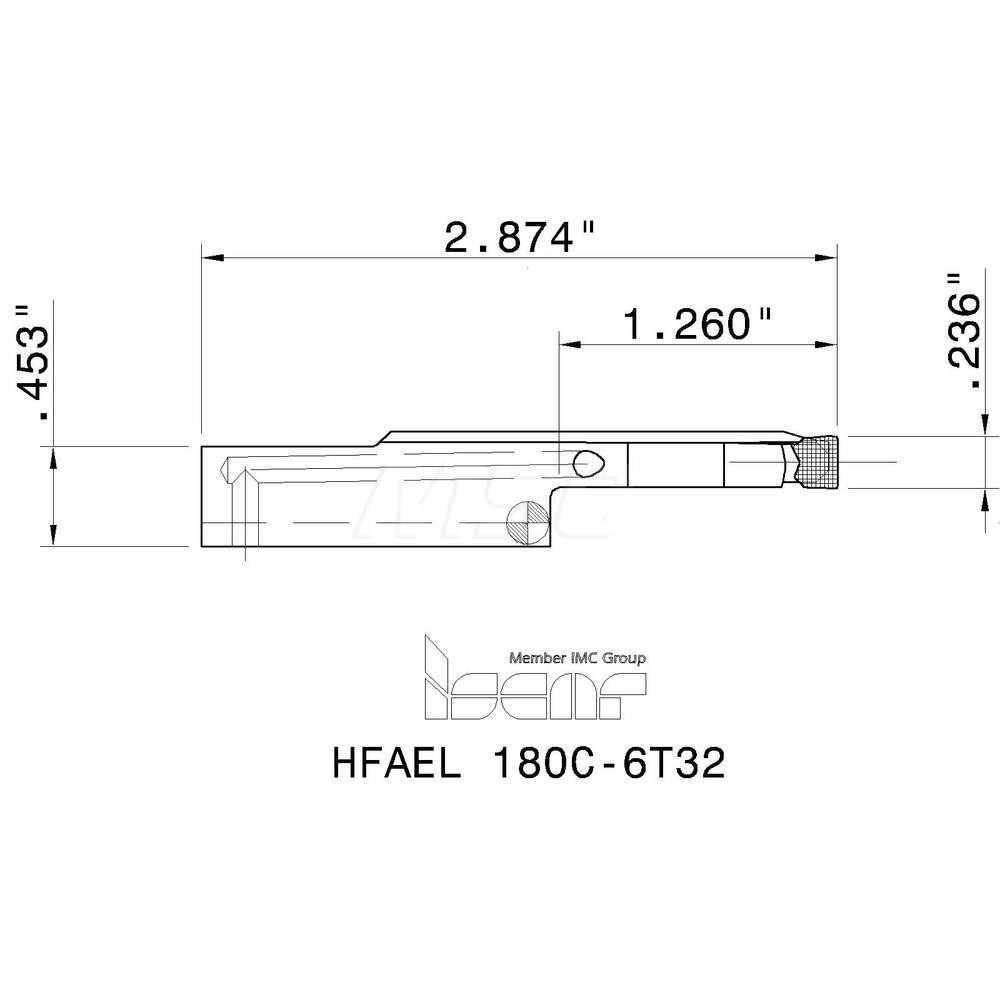 Iscar Indexable Grooving Blade: 1.26" High, Left Hand, 0.2362" Min Width - 2550056