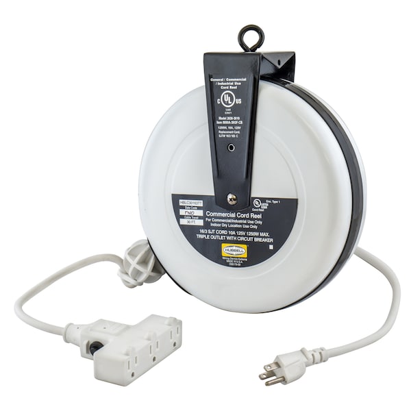 Hubbell Wiring Device-Kellems Reel with Triple Tap 1 A Amps 125V AC Voltage - HBLC30163TT