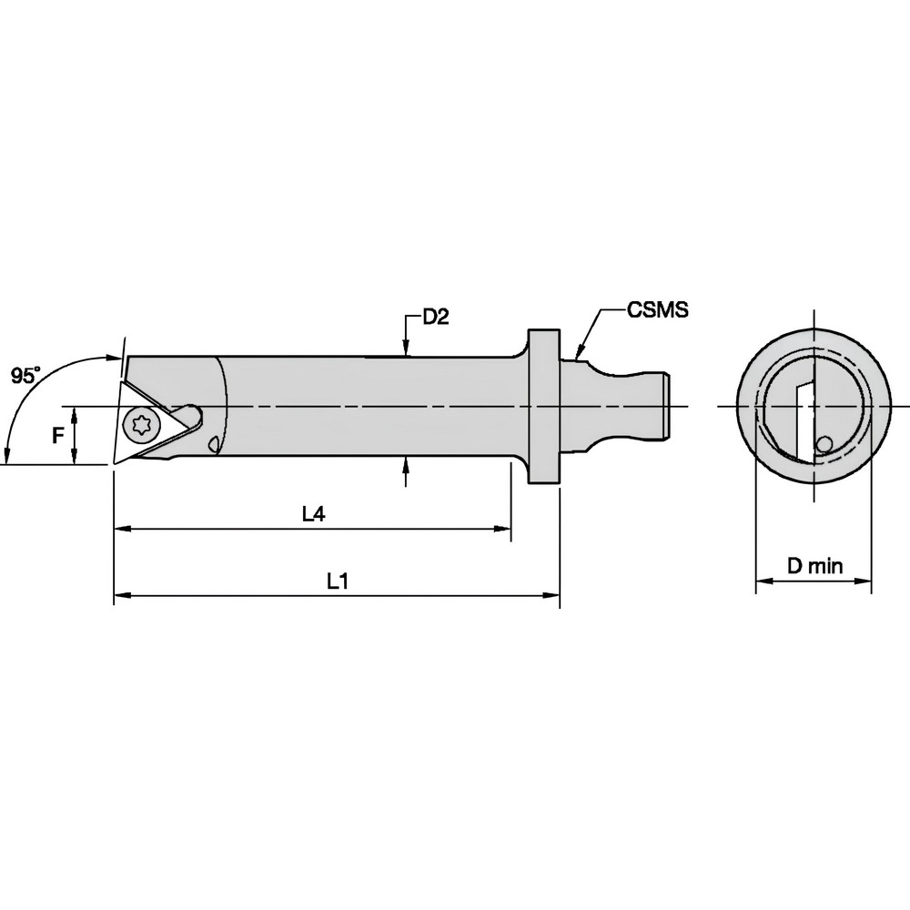 Kennametal Indexable Boring Bar: KM2016S1358STLPL11S, 14.25 mm Min Bore, Left Hand, 20.00 mm Shank Dia, Steel - 2253266