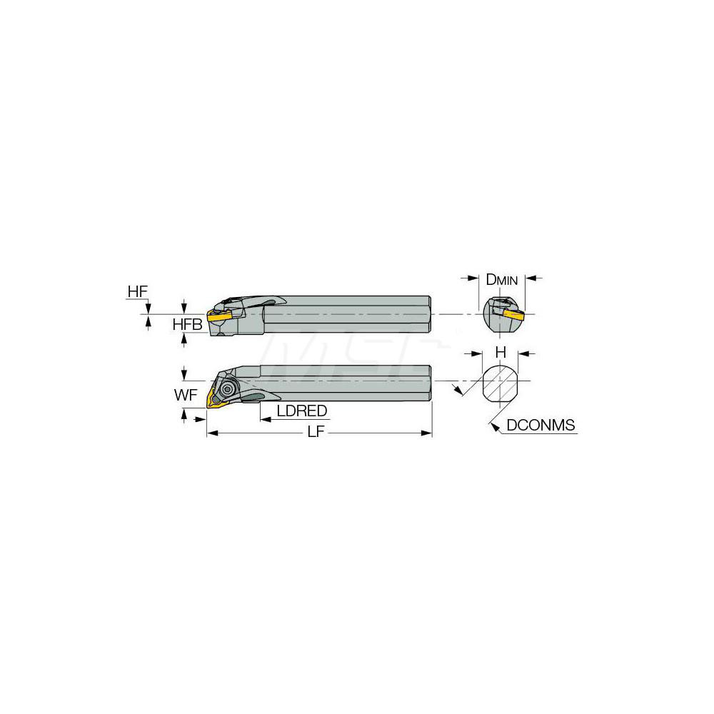 Iscar Indexable Boring Bar: S25TMWLNR06W, 32.00 mm Min Bore, Right Hand, 25.00 mm Shank Dia, Steel - 3601310