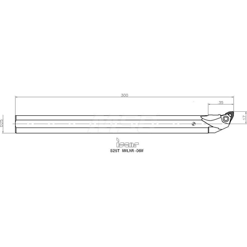Iscar Indexable Boring Bar: S25TMWLNR06W, 32.00 mm Min Bore, Right Hand, 25.00 mm Shank Dia, Steel - 3601310